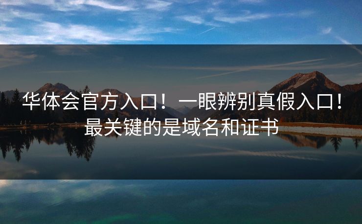 华体会官方入口！一眼辨别真假入口！最关键的是域名和证书